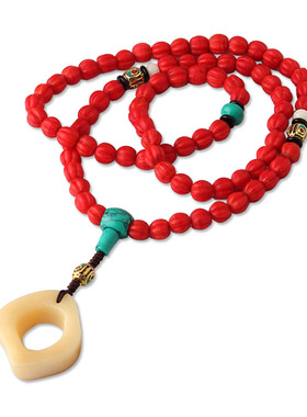 复古民族风琉璃毛衣链大气骆驼骨