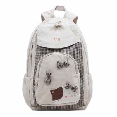 ESQ纯棉布可爱双肩包学生书包女