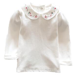 女童打底衫春秋款长袖娃娃领衬衣童装儿童纯棉加绒加厚T恤刺绣