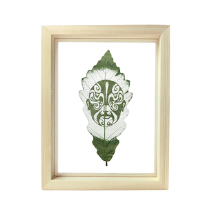 树叶标本脸谱书签青冈叶雕创意出国文化中国风手作创意礼物