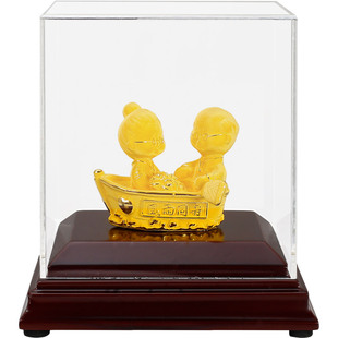 精铸足金999绒沙金摆件 风雨同舟父母长辈金婚结婚周年纪念日礼物