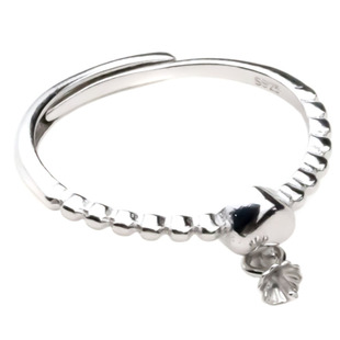 简单款s925银圆珠珍珠戒指托空托戒托银托4至10mm包邮尾戒DIY配件