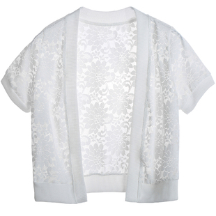配吊带裙的小披肩夏大码百搭蕾丝坎肩薄外搭短袖短款小外套女罩衫