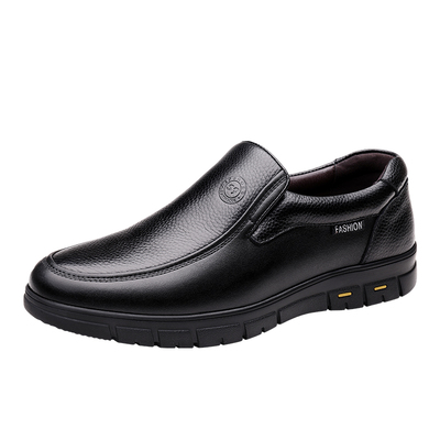 冬季中老年黑色软底正装休闲男鞋