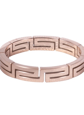 创意镂空迷宫情侣戒指玫瑰金钛钢