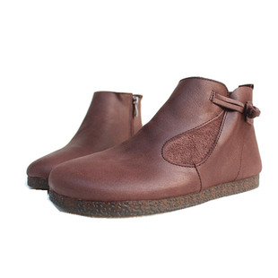 秋冬季外贸真皮复古森系女鞋头层牛皮牛筋底原单手工高帮单鞋短靴