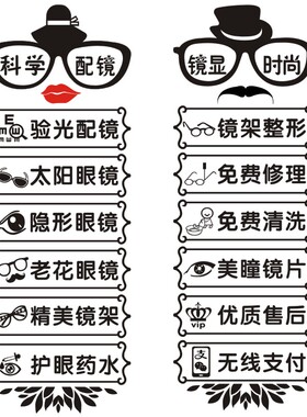 眼镜经营项目橱窗正在装饰贴纸