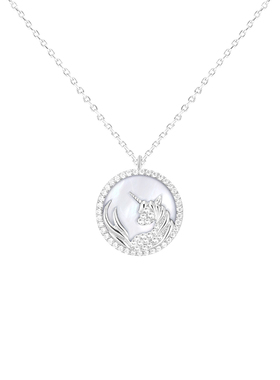 ihush天然白贝母极光独角兽锁骨项链女星空生日礼物ins风小众设计