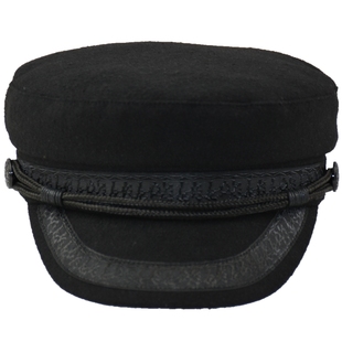 任达华同款 黑色船长帽 中老年男帽 大码男士帽子 大头围平顶男帽