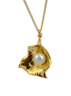 欧美镶嵌光面树叶造型短款项链