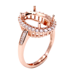 精工925银戒指空托戴妃款代镶嵌18k金戒托4*6 7*9 10*12 10*14