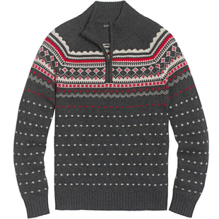 J.crew加厚费尔岛半高拉链领羊毛混纺民族风针织衫毛衣男Jcrew