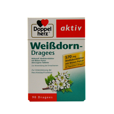 德国Doppelherz双心山楂花精华花粉提取物胶囊90粒weibdorn