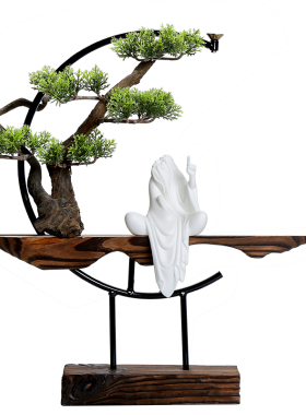 新中式风小和尚倒流香炉弥勒佛