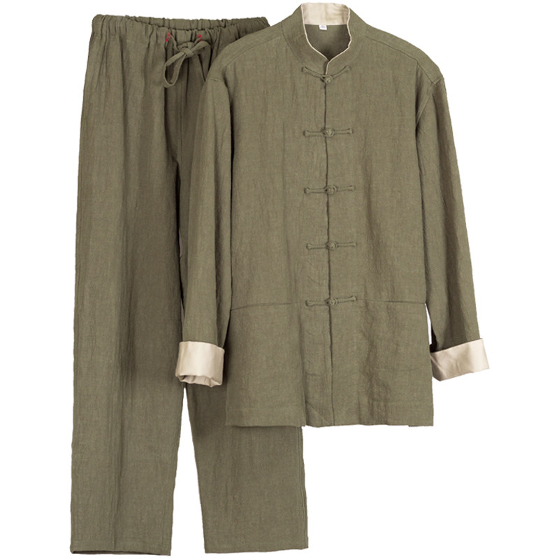 唐装男青年套装春秋季居士服休闲