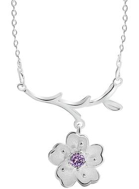 樱花小众日系文艺森饰925银项链