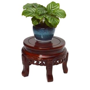 简约实木矮花架落地榆木办公室内圆鱼缸客厅单个木架酒缸花瓶底座