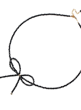 choker美国尖晶石黑色学生锁骨链