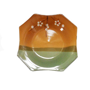 杏梅陶瓷八角盘平盘菜盘方盘复古餐盘特色仿古梅花盘适合饭店居家