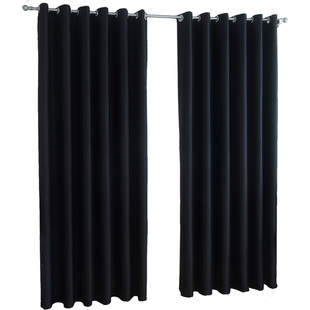 双面黑色全遮光窗帘布个性拍照摄影遮阳防风保暖飘窗卧室窗帘成品