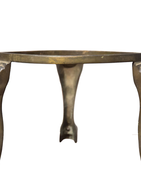 清代铜制兽面足三弯腿盆架老物件古董收藏品真品置物架盆架子