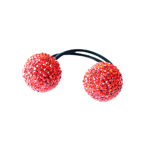 韩国发饰日系闪亮奢华彩色水钻水晶大球球双球发圈发绳头绳皮筋