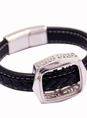 s925纯银皮绳手链手镯情侣款镶嵌