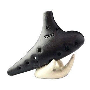 包邮台湾tng陶笛十二孔中音C熏烧黑陶12孔ac初学陶笛赠送六孔sc