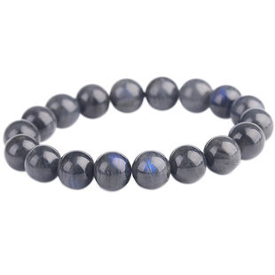 天然水晶黑体拉长石手链8-12mm圆珠女男款手串时尚饰品现货直销