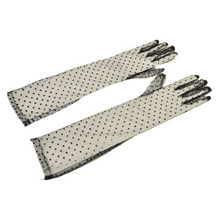 复古礼服长手套女网纱点网薄款写真年会派对酒会晚宴旗袍黑色手套