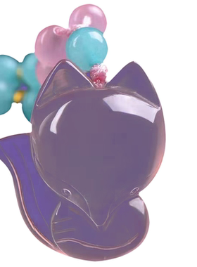 白水晶狐狸吊坠配饰百搭毛衣链