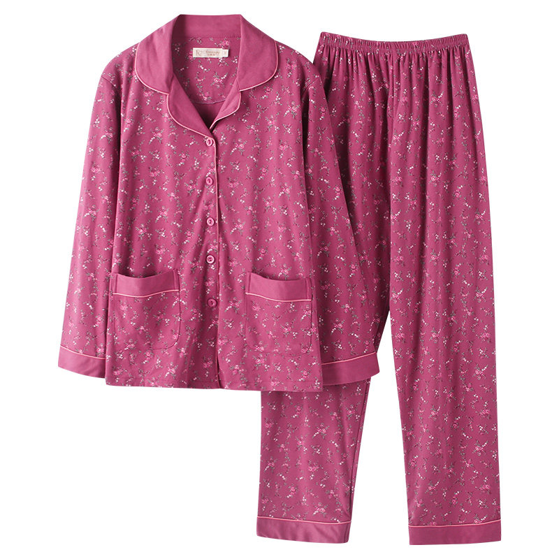 春秋睡衣中老年可外穿大码家居服