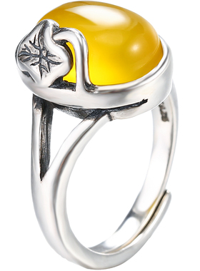 紧箍咒镶嵌琥珀戒指托