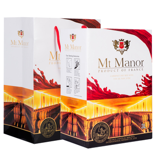 蒙图庄园干红葡萄酒3L盒装Mt manor法国原汁进口红酒大瓶装礼盒装