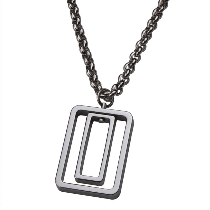 真男人 男士钨金项链 时来运转吊坠 韩版时尚配饰项坠 免费刻字