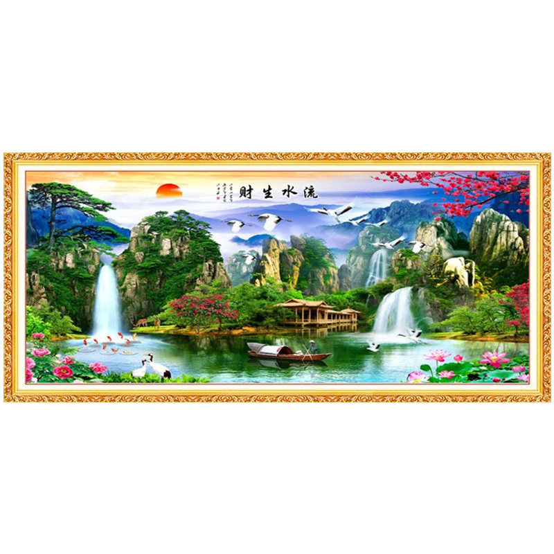 新款手工十字绣客厅风景画