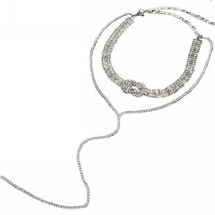 欧美时尚夸张镶钻颈链合金珍珠多层束颈项链锁骨链超闪choker项链