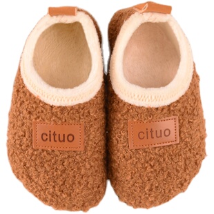 加绒儿童男女地板袜鞋宝宝防滑底加厚秋冬新款婴儿室内袜子鞋