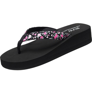 2025新款人字拖女夏时尚外穿沙滩鞋坡跟厚底夹脚凉拖防滑海边拖鞋