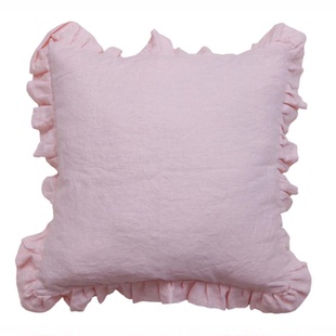 亚麻靠垫套50x50样板房抱枕大靠背欧式荷叶边靠枕不含芯65x65定制