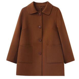 中老年双面呢大衣女妈妈秋冬中年加大码中长款羊绒羊毛呢外套短款