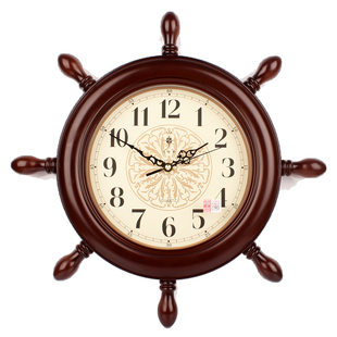 北极星船舵挂钟客厅静音创意时钟现代欧式地中海挂件装饰石英钟表