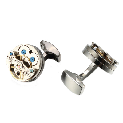 包邮新款法式机芯袖扣可转动男士