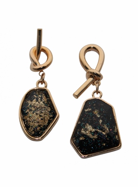 轻奢金箔星空一长一短黑色耳环