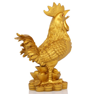 吉善堂 树脂生肖鸡摆件 金色大公鸡雄鸡金鸡家居卧室装饰摆设2384