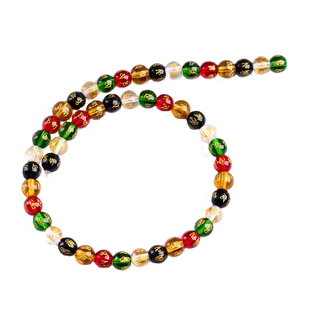 多色彩色五行水晶六字真言烫金散珠DIY饰品配件材料人造合成材质