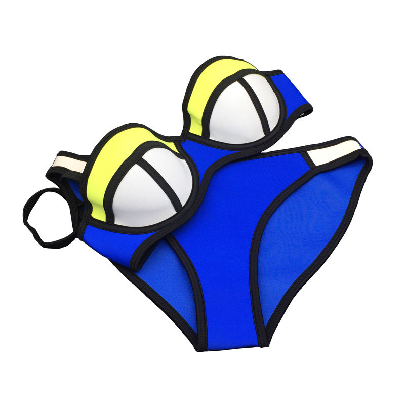 欧美沙滩胸大文胸大码系带比基尼 泳衣女小胸聚拢性感bikini