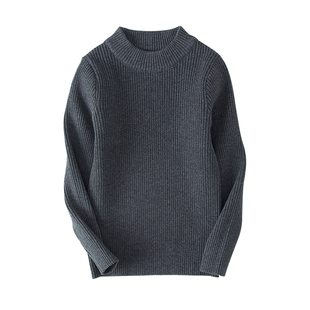 儿童低领毛衣小孩子全棉线衫加绒套头打底衫男女童白色针织衫