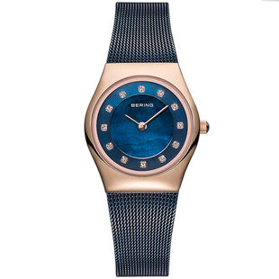 bering白令丹麦进口石英表时尚女士手表轻薄防水腕表水钻钢带女表