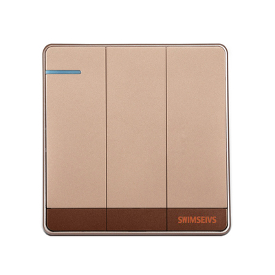 86型墙壁无框香槟金开关插座三位